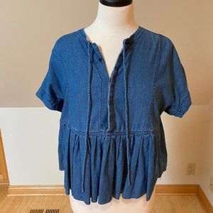 Rebecca Taylor Chambray Short Sleeve Blouse